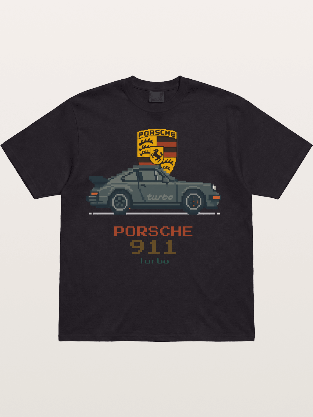 Porsche 911 Turbo Pixel Art Cotton T-shirt