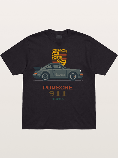 Porsche 911 Turbo Pixel Art Cotton T-shirt