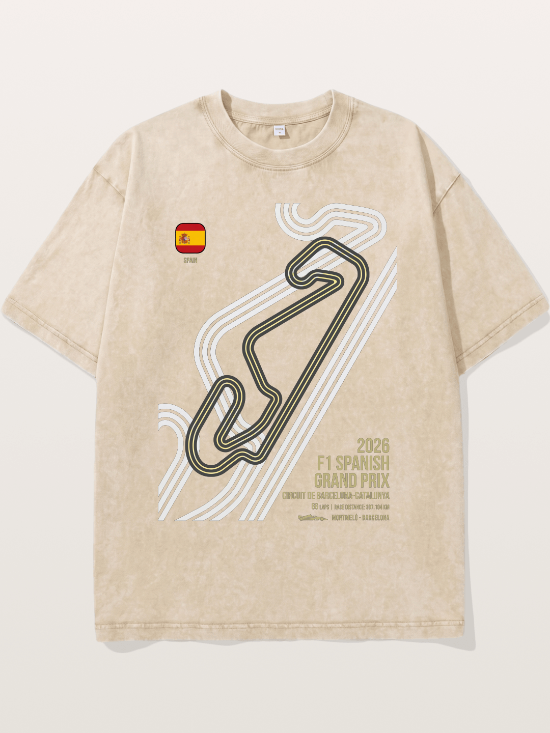 Spanish F1 Catalunya Circuit Layout Washed T-shirt