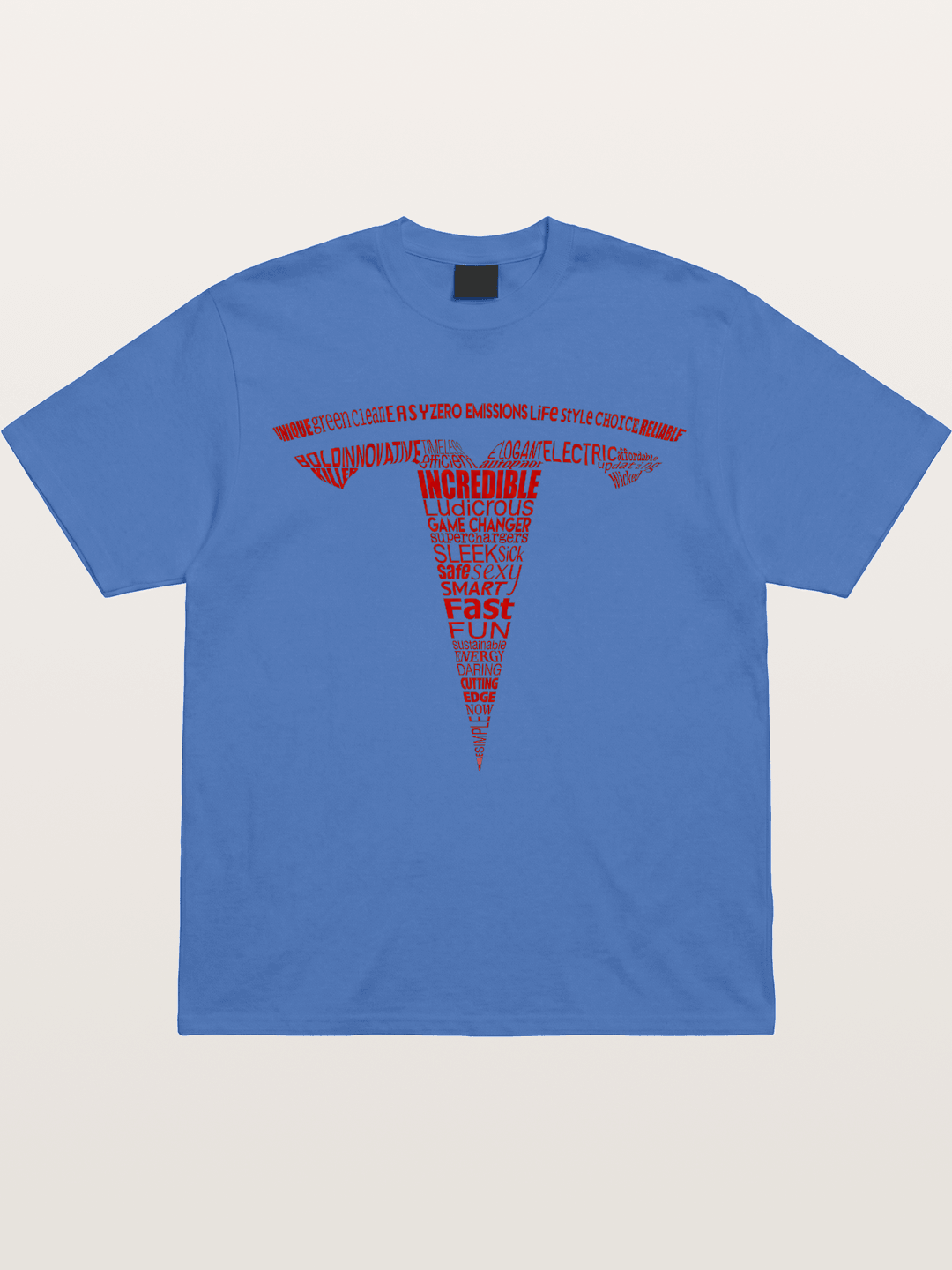 Tesla Word Cloud Heart Print Gildan T-shirt