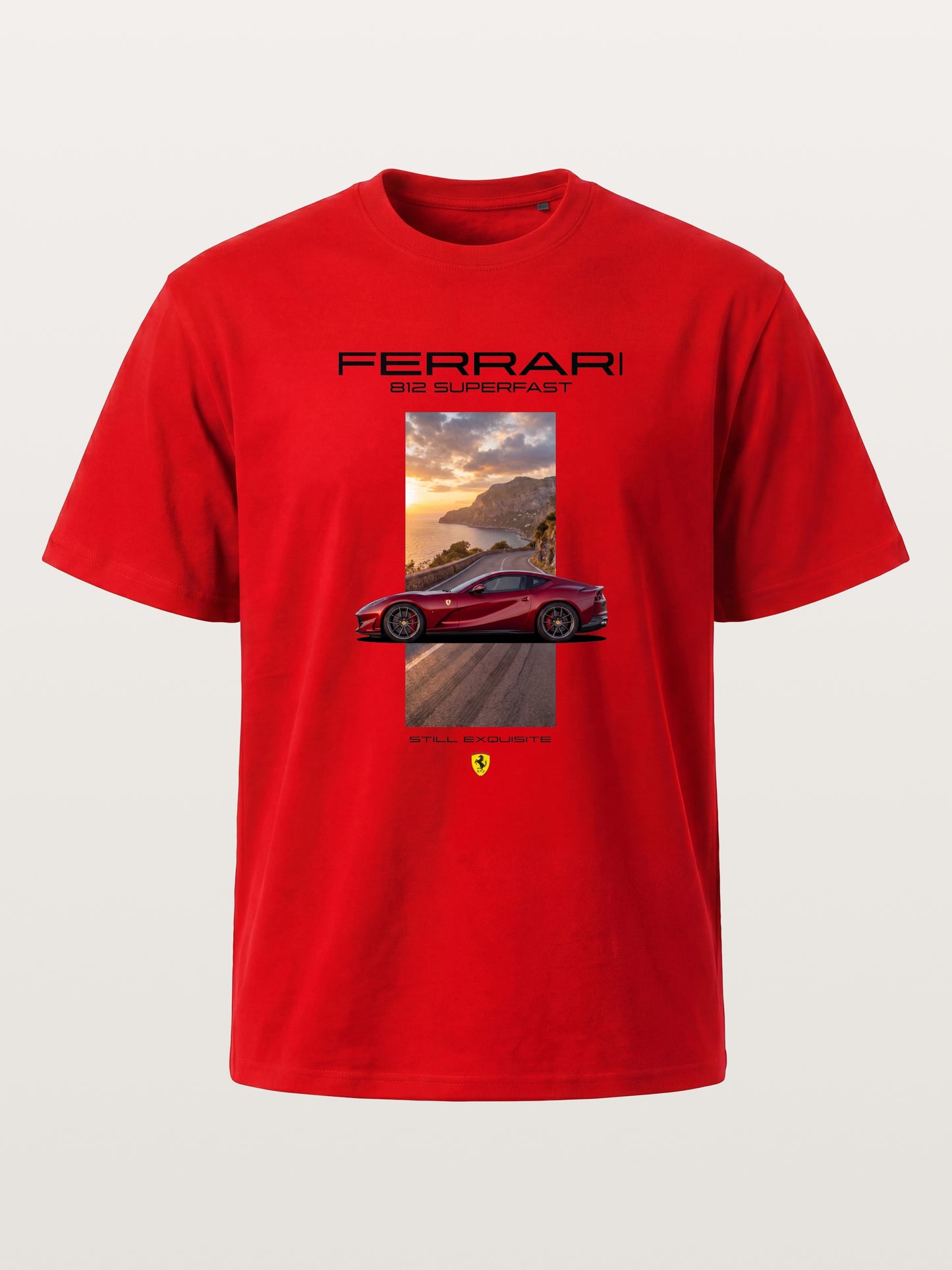 Ferrari 812 Tuscan Road Print Cotton T-shirt