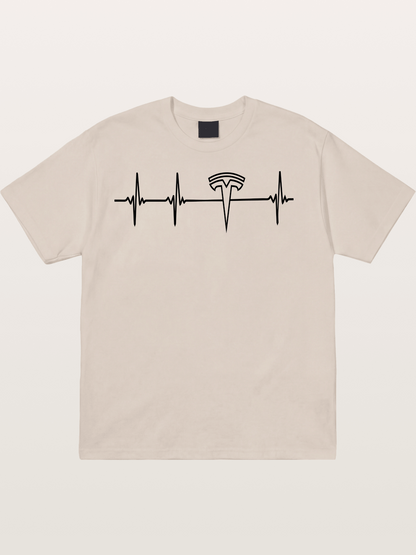 Tesla Logo Heartbeat Sticker Cotton T-shirt