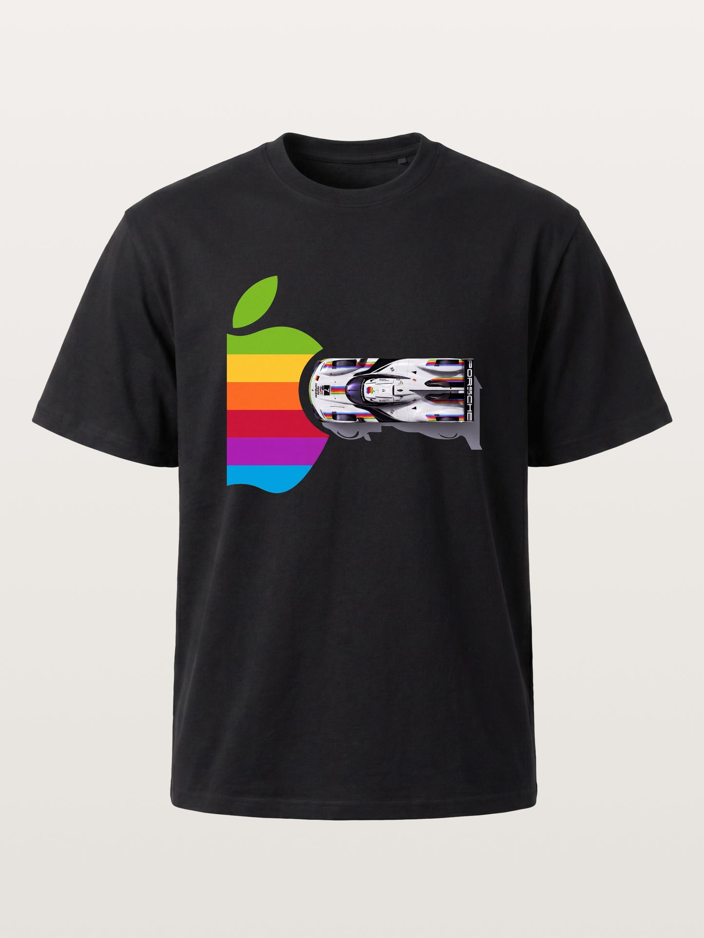 Rainbow Apple Shape Le Mans Race Car Gildan T-shirt