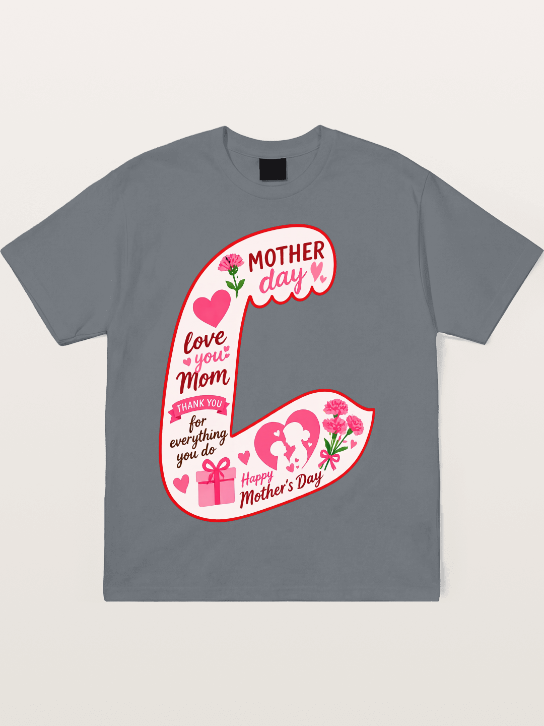 Mother's Day Love You Mom Art Cotton T-shirt