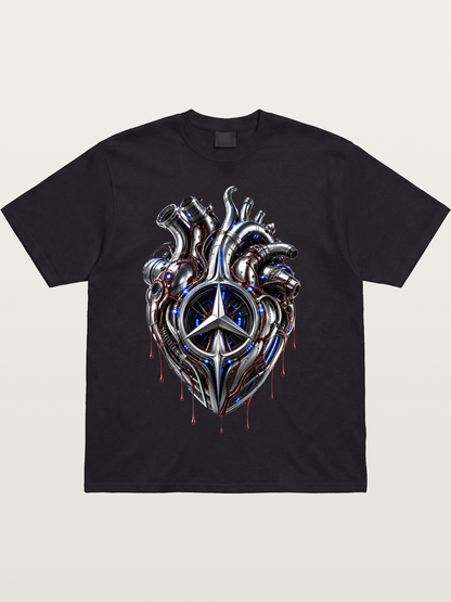 Mercedes Cyborg Heart Print Cotton T-shirt