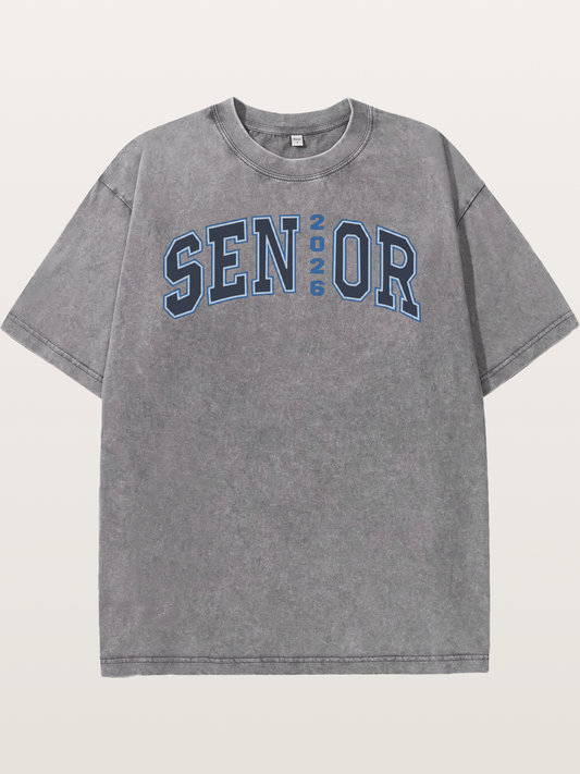 Senior 2026 Varsity Style Text Washed T-shirt