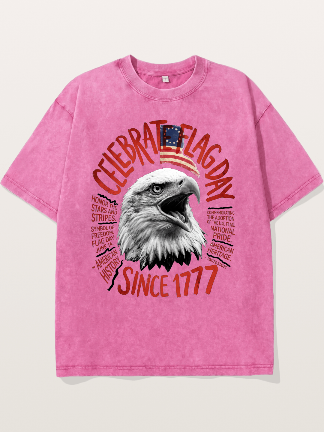 Eagle Celebrate Flag Day 1777 Washed T-shirt