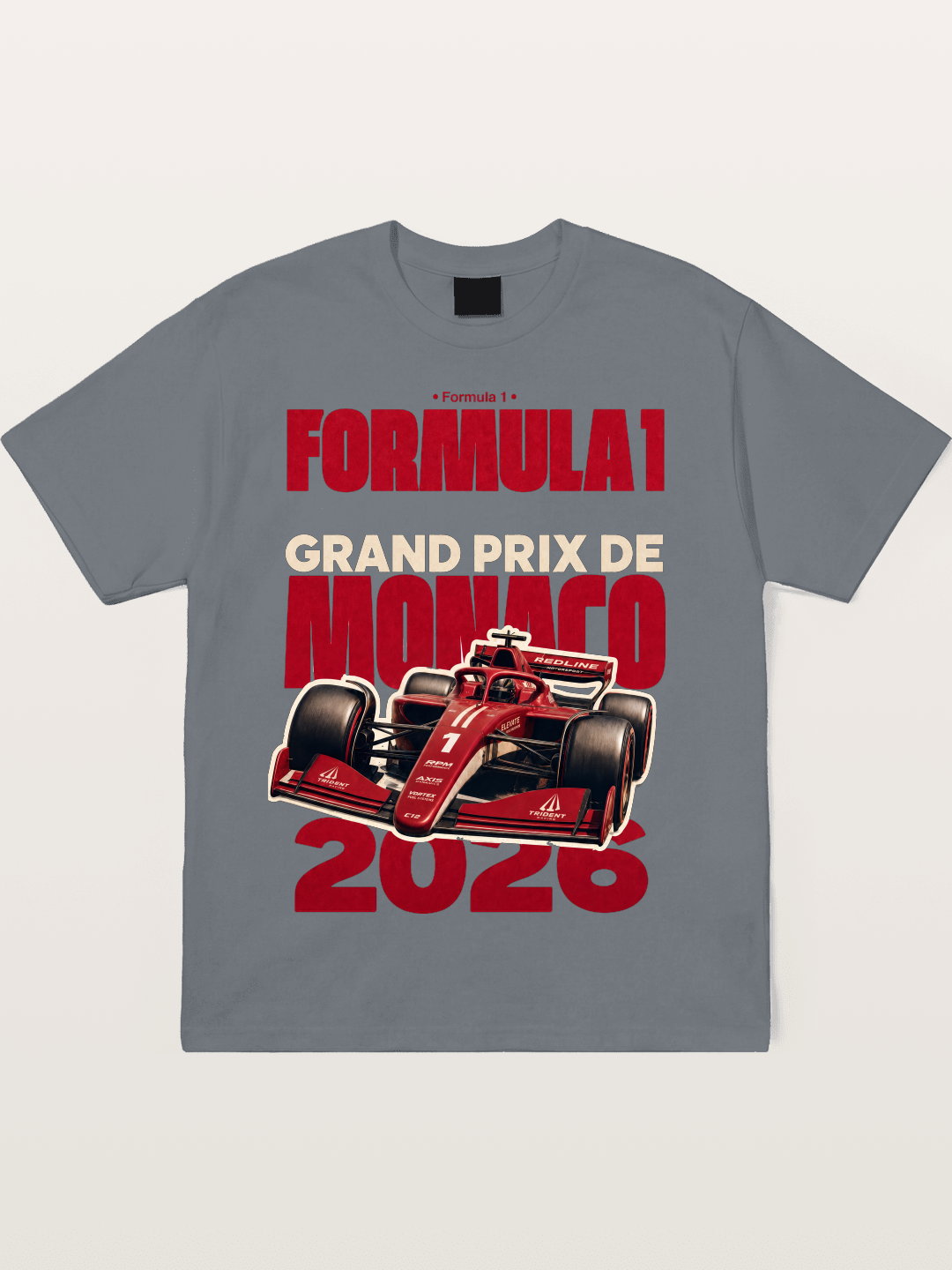 Monaco F1 2026 Red Print Cotton T-shirt