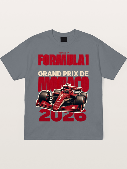 Monaco F1 2026 Red Print Cotton T-shirt