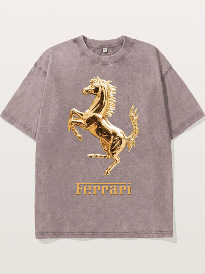 Ferrari Golden Prancing Horse Washed T-shirt