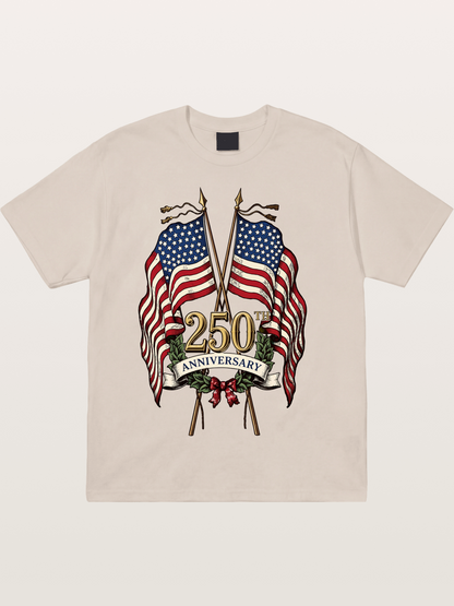 US Flags Anniversary Poster Cotton T-shirt