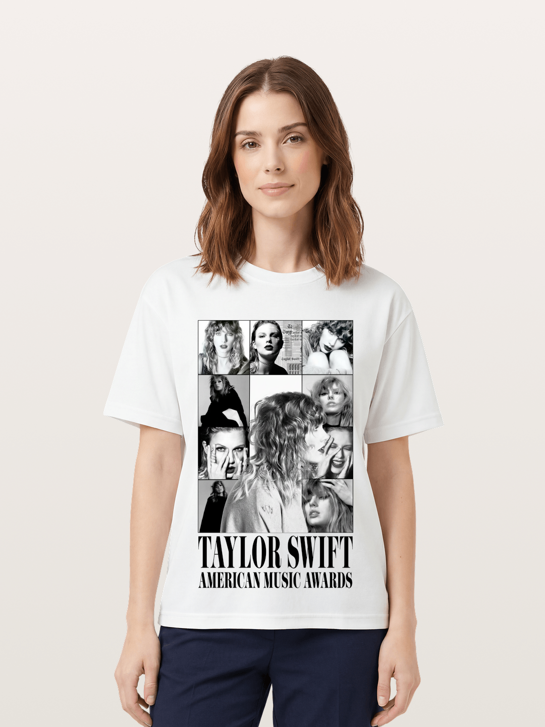 Taylor Swift AMA Collage Print Cotton T-shirt