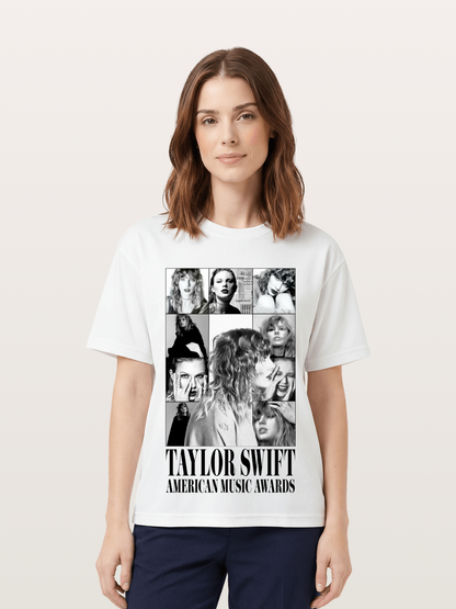 Taylor Swift AMA Collage Print Cotton T-shirt