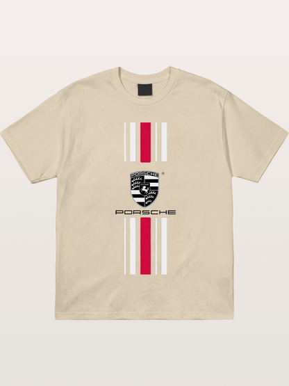 Porsche Crest Striped Design Gildan T-shirt