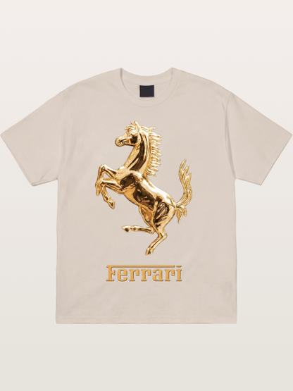 Ferrari Golden Prancing Horse Cotton T-shirt