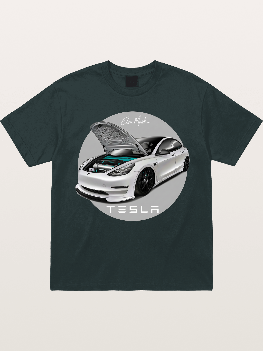 Tesla Model 3 Elon Musk Art Gildan T-shirt