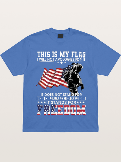 Freedom Soldier American Flag Silhouette Gildan T-shirt