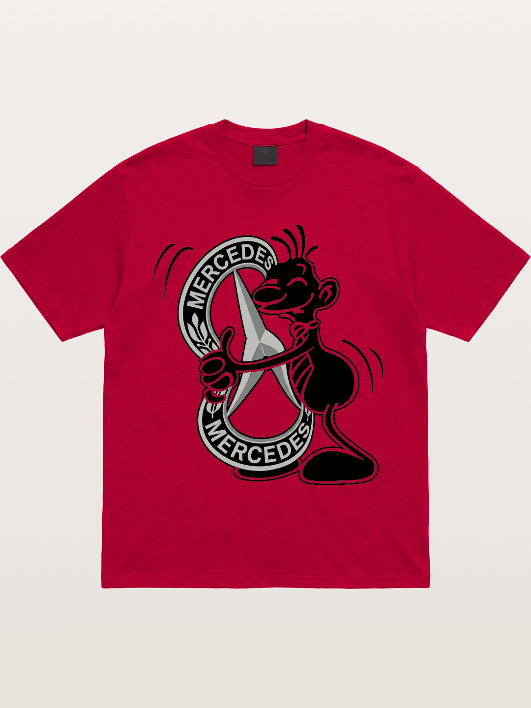 Character Holding Mercedes Emblem Gildan T-shirt