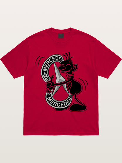 Character Holding Mercedes Emblem Gildan T-shirt