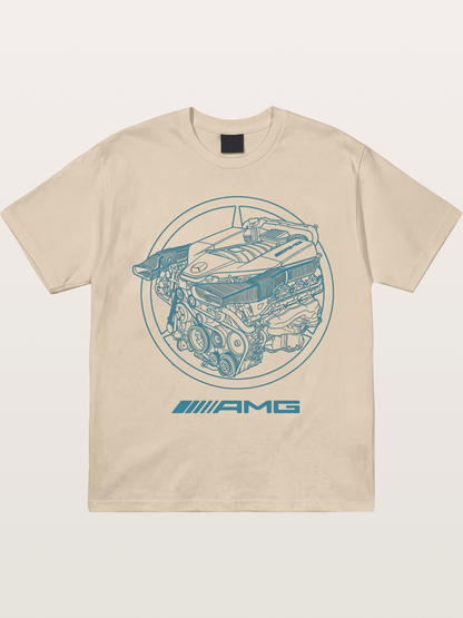 Mercedes AMG Engine Cutaway Blueprint Gildan T-shirt