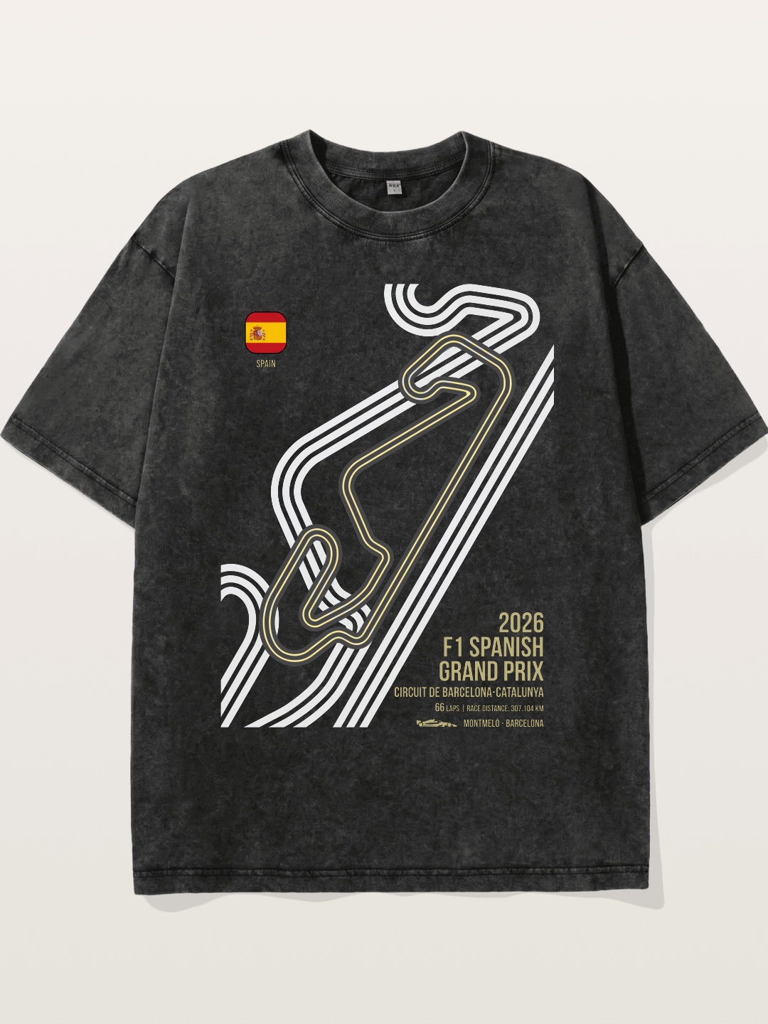 Spanish F1 Catalunya Circuit Layout Washed T-shirt