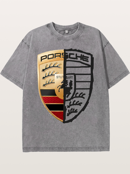 Porsche Half Sketch Half Real Washed T-shirt