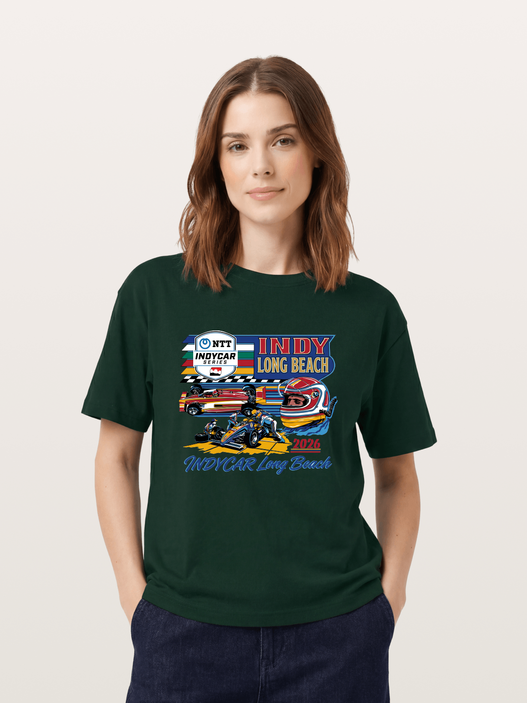 IndyCar Long Beach Vintage Art Gildan T-shirt