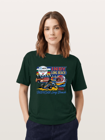 IndyCar Long Beach Vintage Art Gildan T-shirt