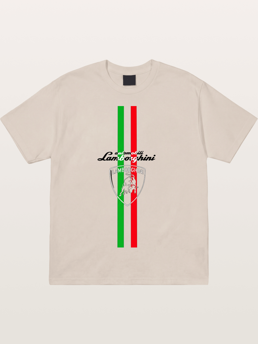 Italian Flag Lamborghini Print Cotton T-shirt