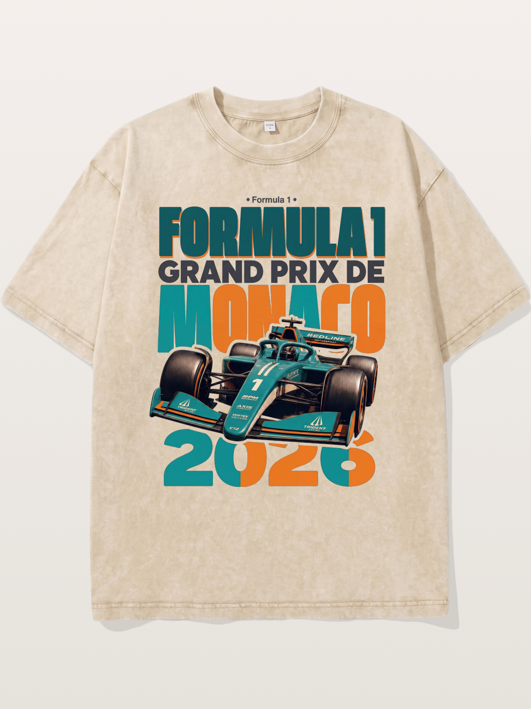 Teal Orange Monaco F1 Poster Washed T-shirt