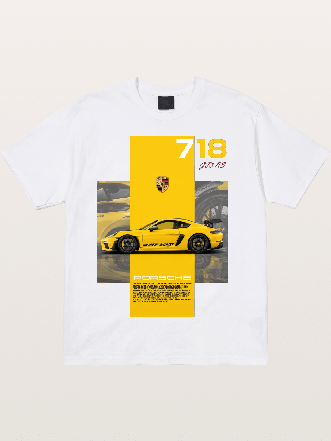 Porsche 718 GT4 RS Yellow Sports Car Cotton T-shirt