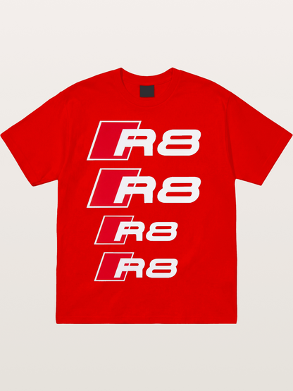 Audi R8 Red Repeated Text Cotton T-shirt