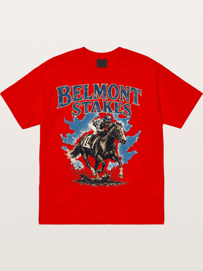 Belmont Stakes Mud Splash Poster Cotton T-shirt.