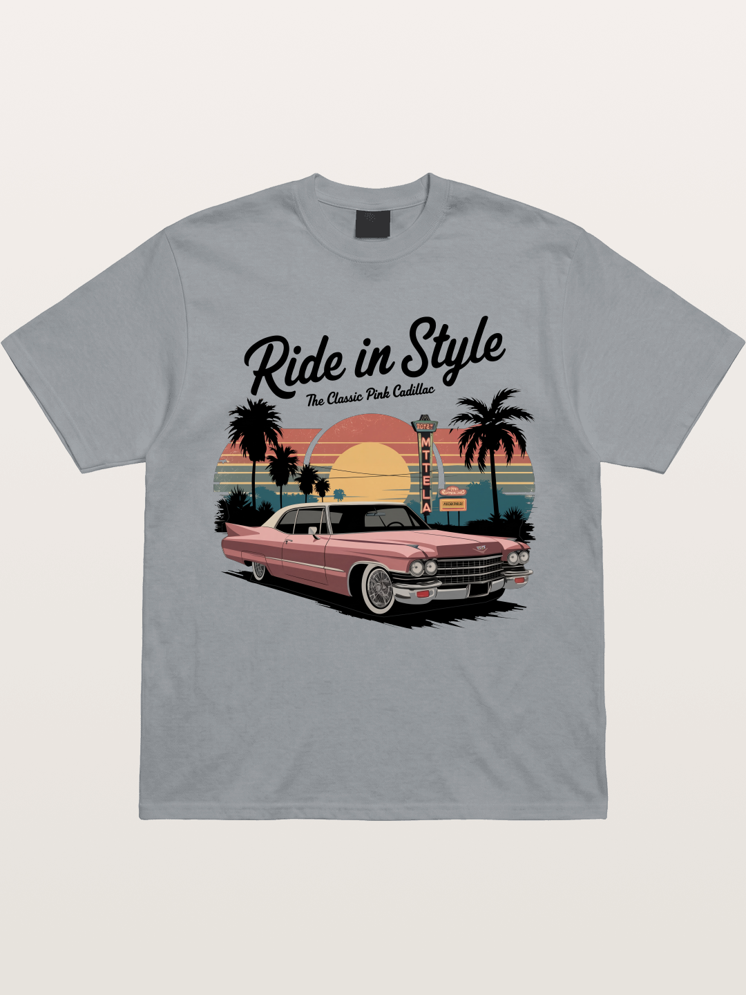 intage Pink Cadillac Retro Poster Gildan T-shirt