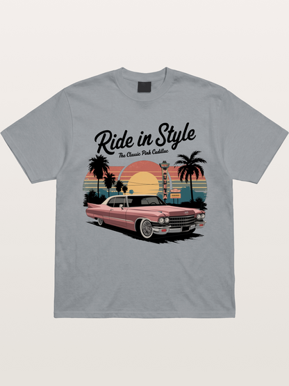 intage Pink Cadillac Retro Poster Gildan T-shirt