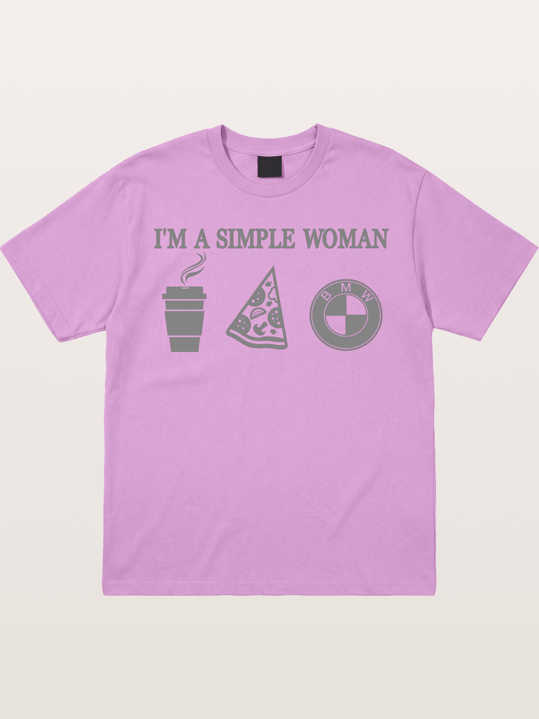 Simple Woman BMW Coffee Pizza Art Gildan T-shirt