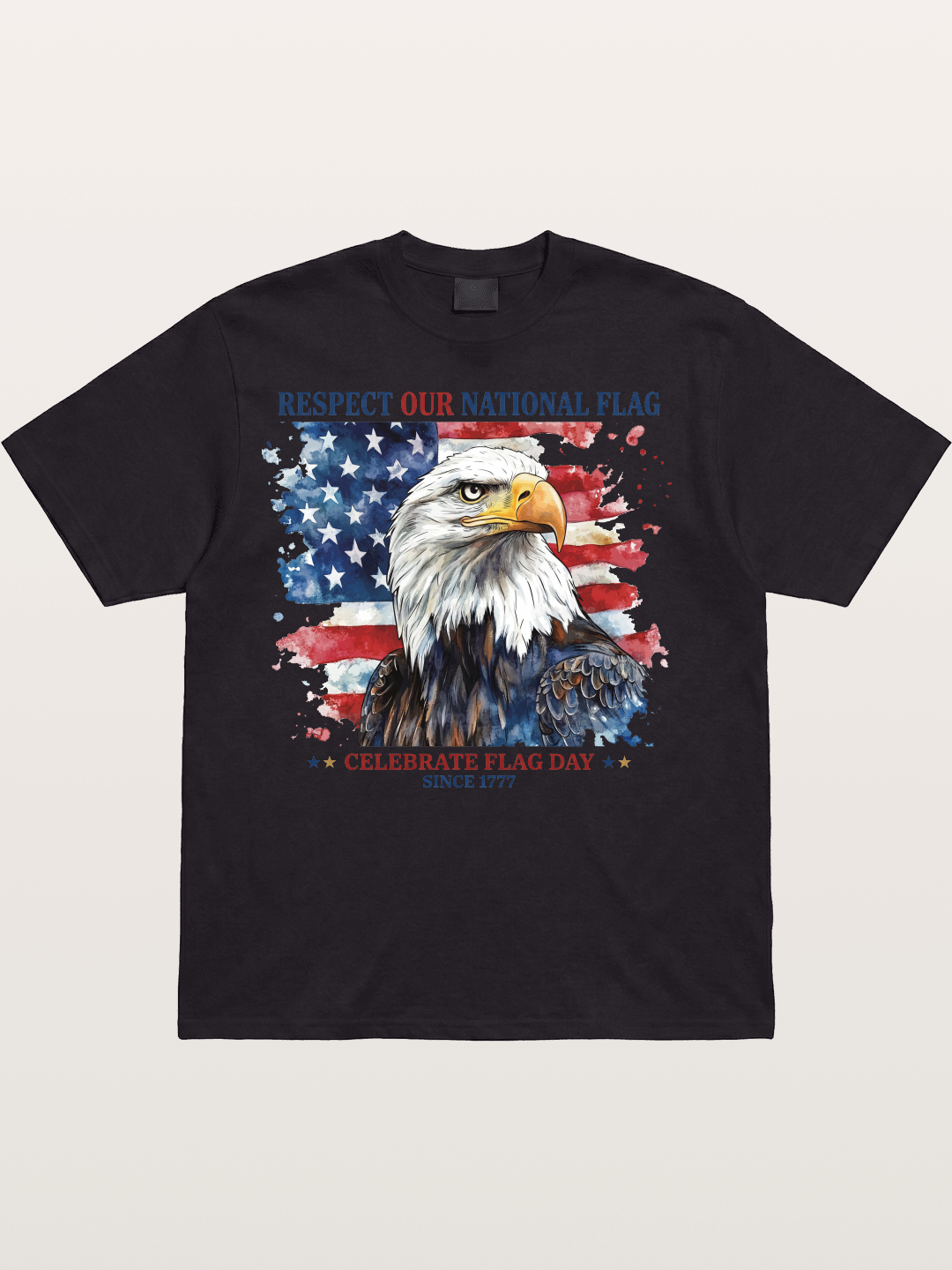 Watercolor Eagle Flag Day Art Cotton T-shirt