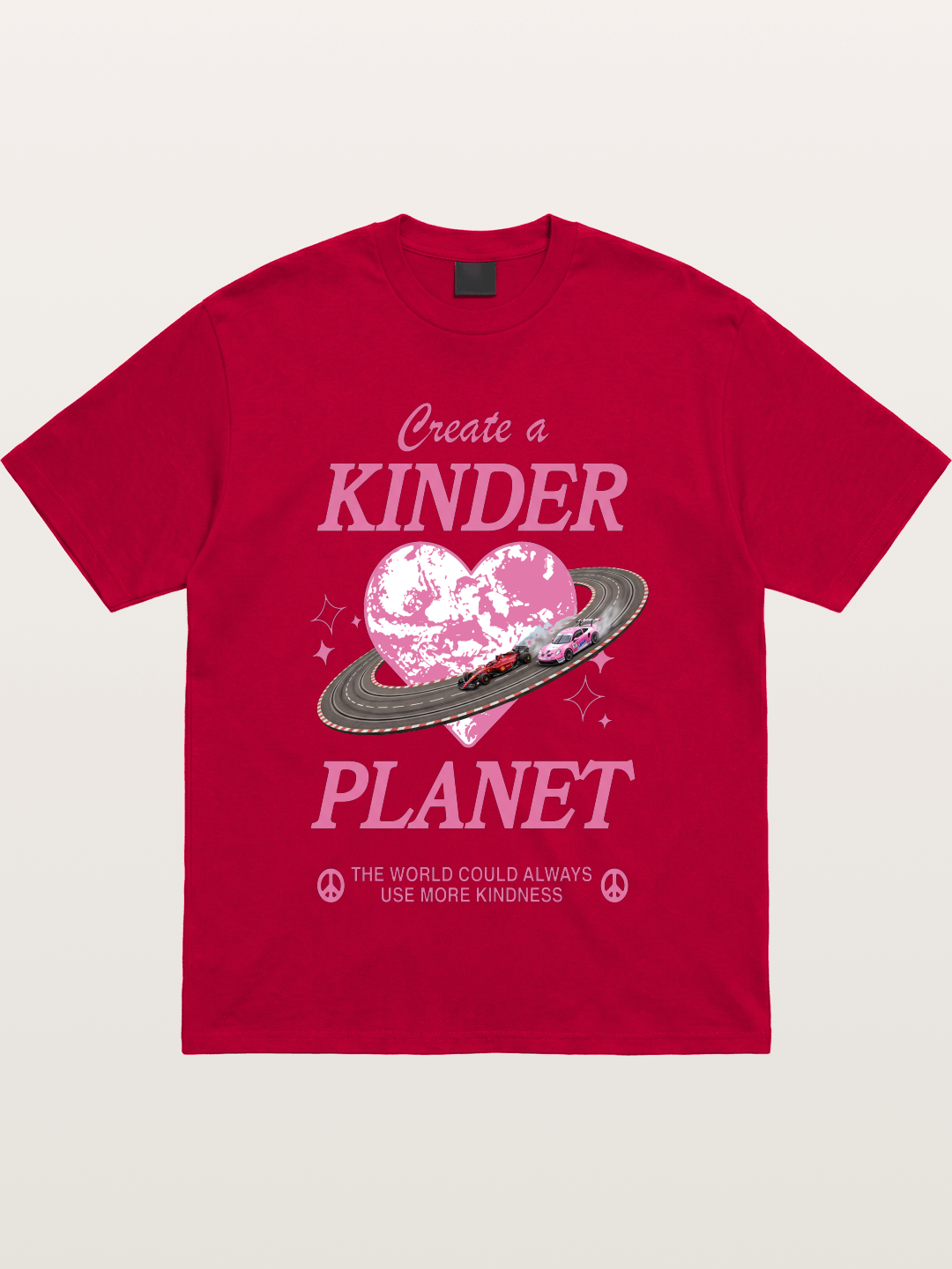 Pink Heart Earth Race Gildan T-shirt