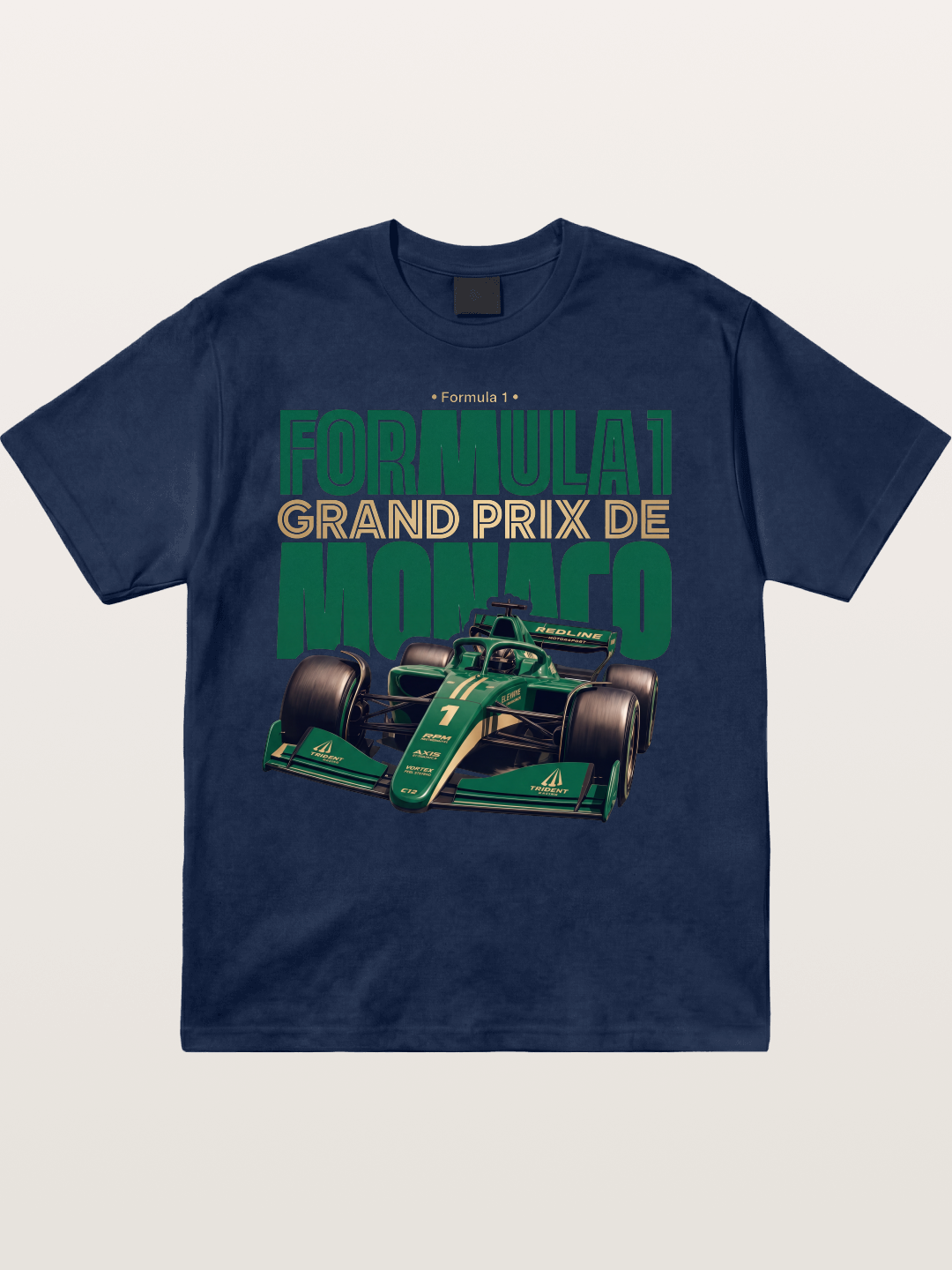 Green Monaco F1 Race Print Cotton T-shirt