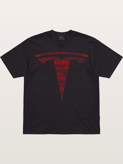 Tesla Word Cloud Heart Print Gildan T-shirt