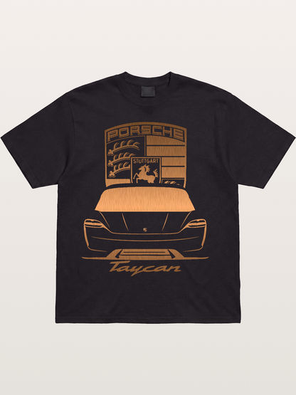 Porsche Taycan Copper Line Art Cotton T-shirt