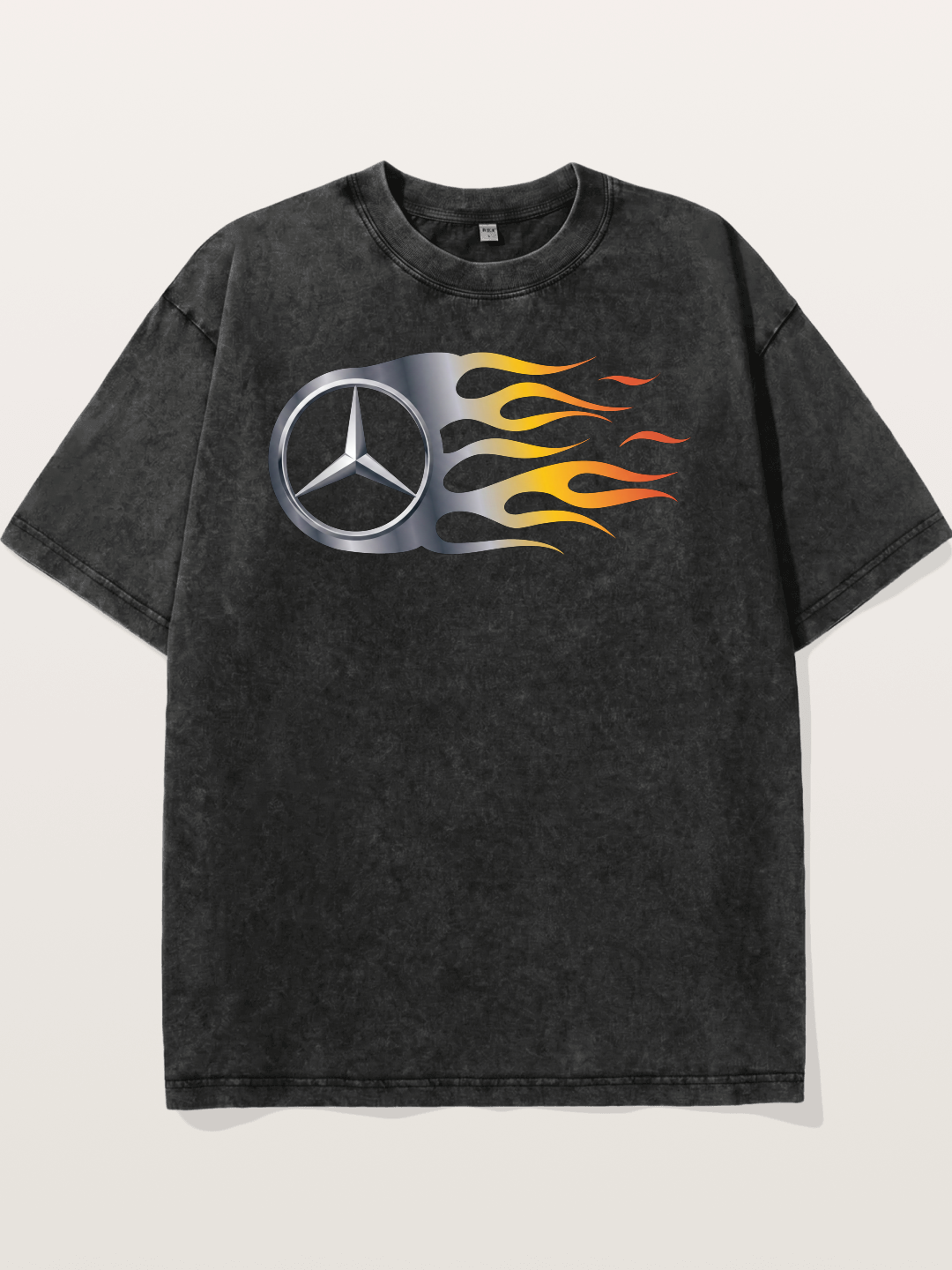 Mercedes Star With Flame Design Washed T-shirt