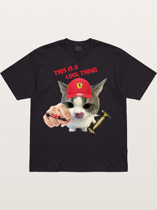 Ferrari Cat F1 Meme Cotton T-shirt