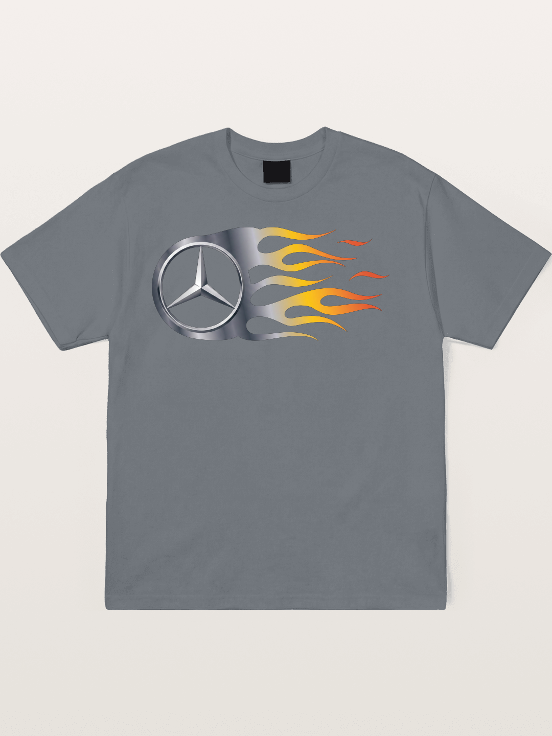Mercedes Star With Flame Design Cotton T-shirt