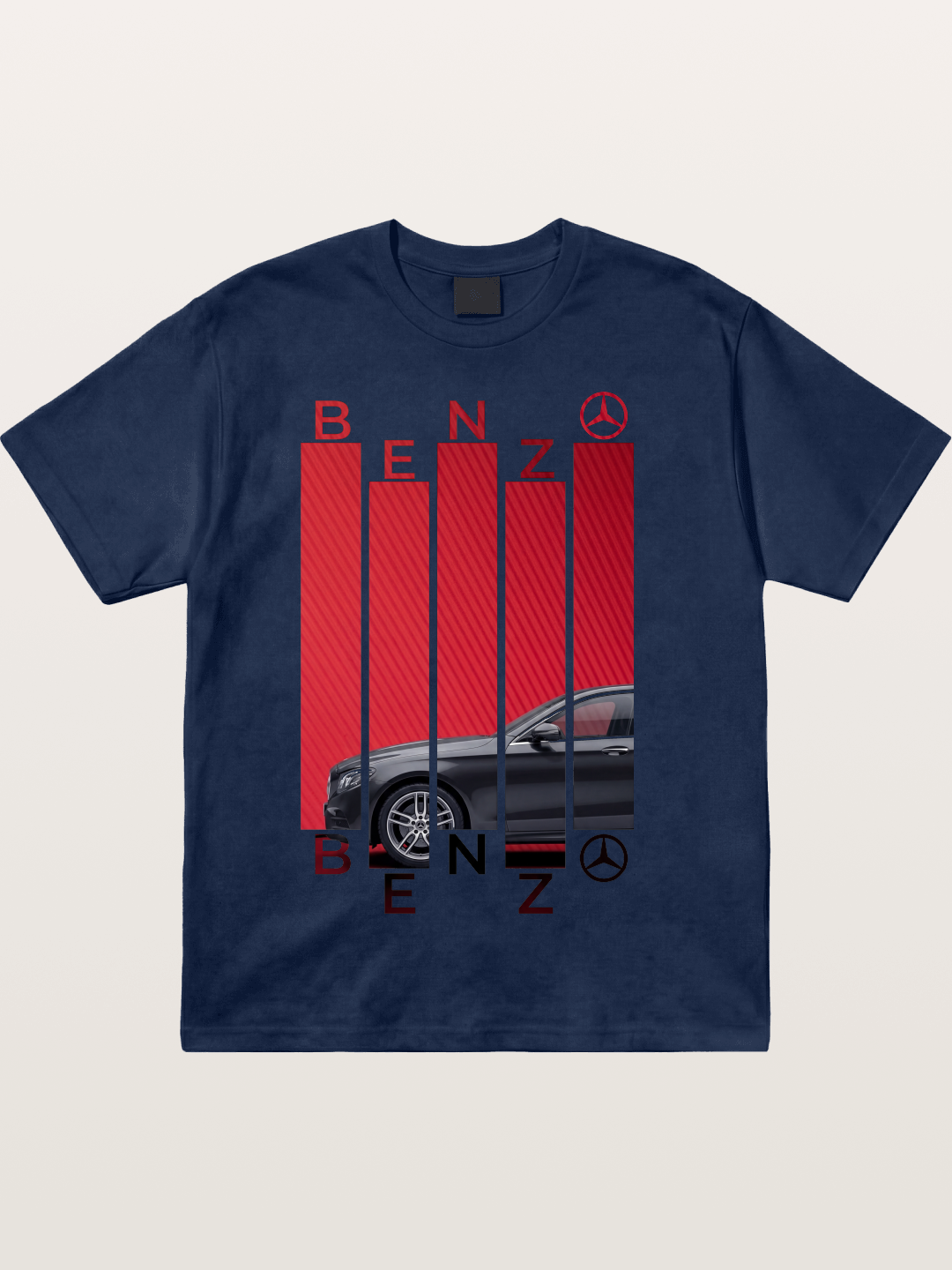 Benz Barcode Style Print Cotton T-shirt