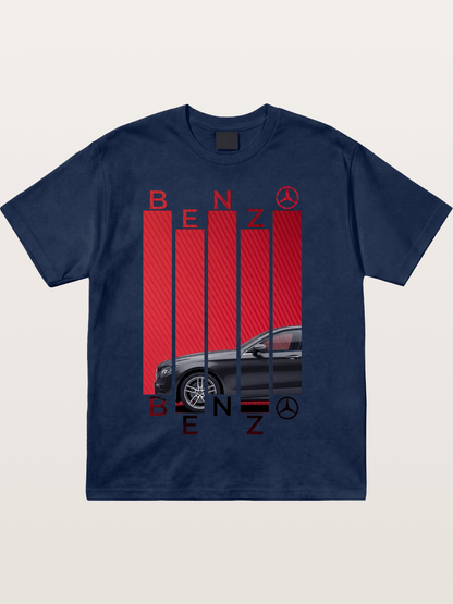Benz Barcode Style Print Cotton T-shirt