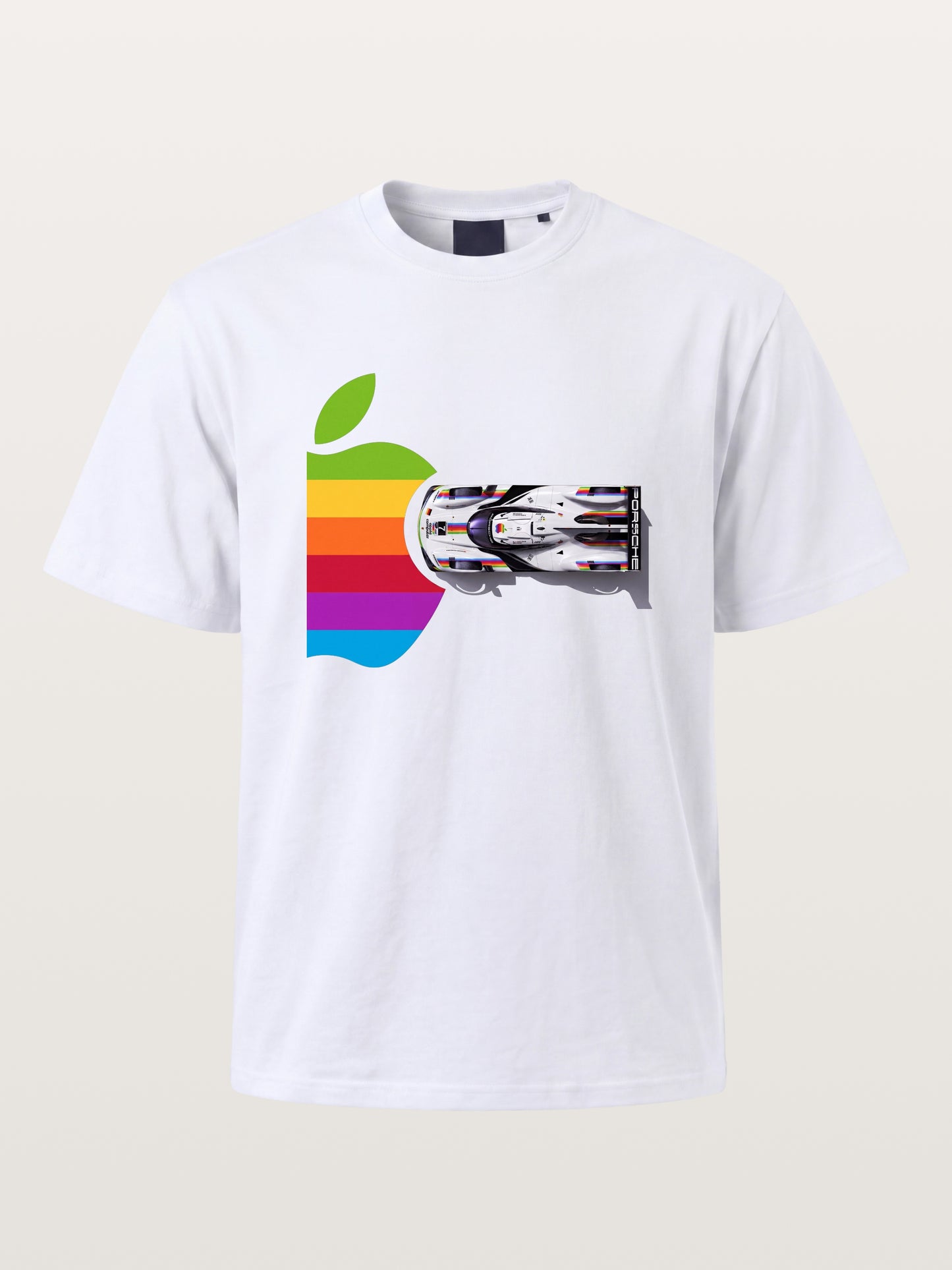 Rainbow Apple Shape Le Mans Race Car Gildan T-shirt