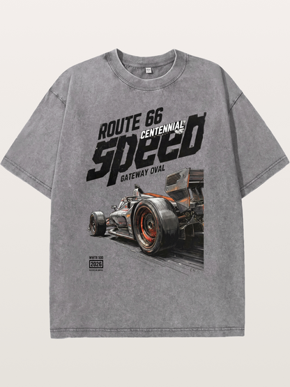 Grunge Speed IndyCar Art Washed T-shirt