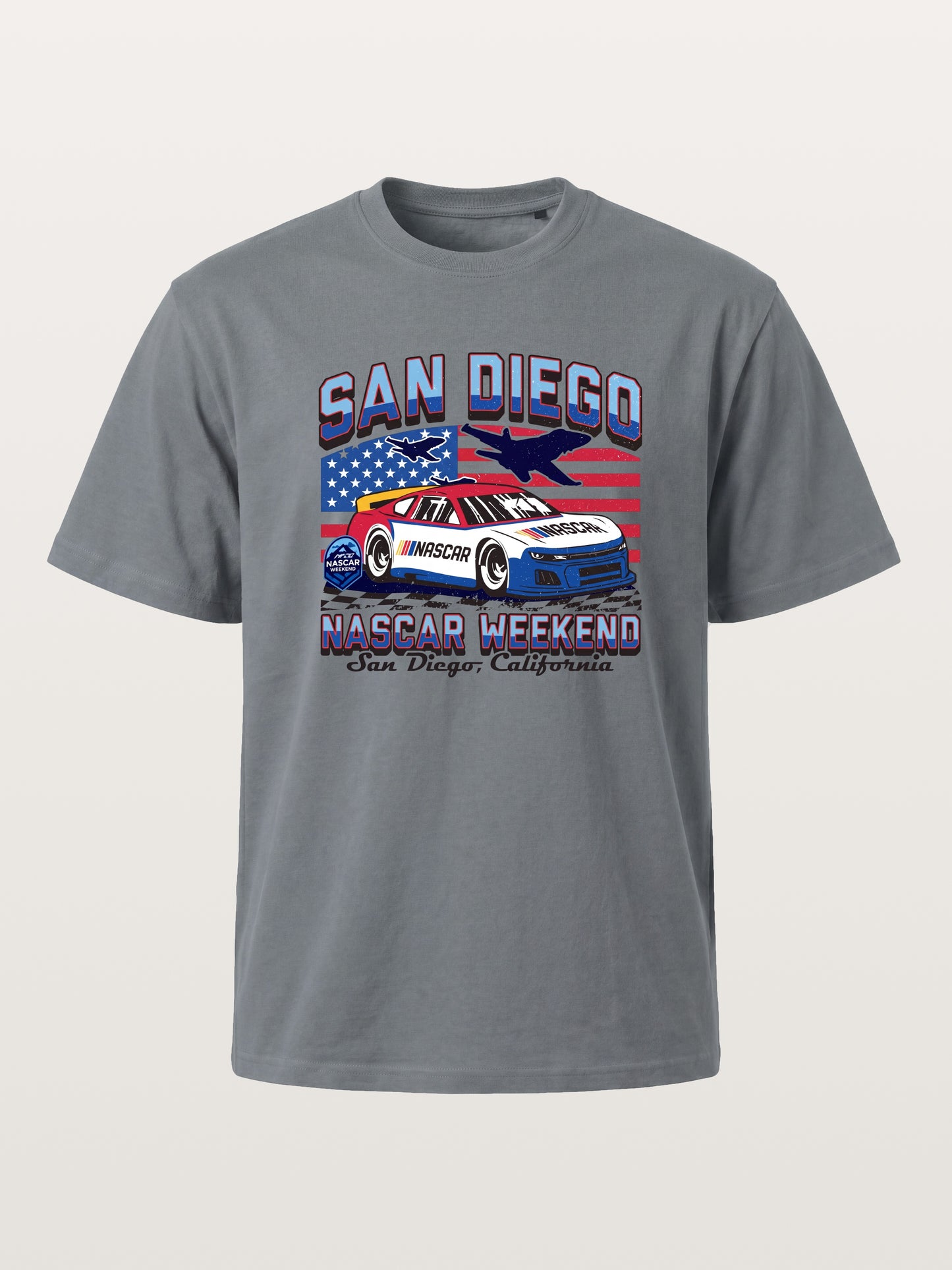 San Diego NASCAR Jet and Race Car Cotton T-shirt