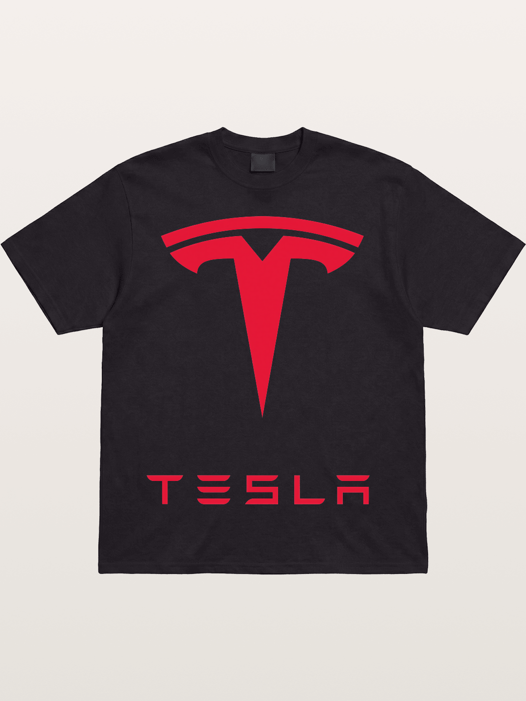 Tesla Red Logo Sticker Cotton T-shirt